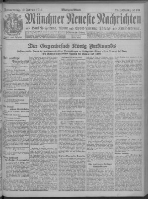 Münchner neueste Nachrichten Donnerstag 10. Februar 1916
