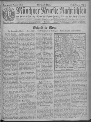 Münchner neueste Nachrichten Freitag 11. Februar 1916