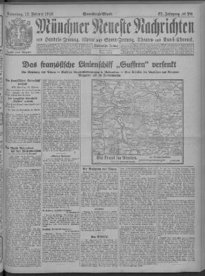 Münchner neueste Nachrichten Sonntag 13. Februar 1916