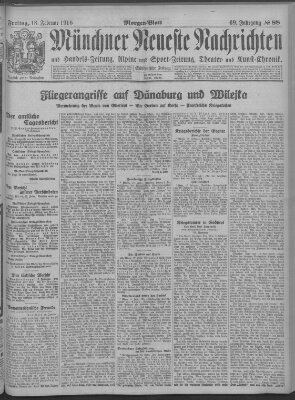 Münchner neueste Nachrichten Freitag 18. Februar 1916