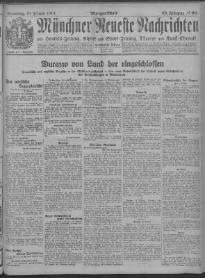 Münchner neueste Nachrichten Samstag 19. Februar 1916