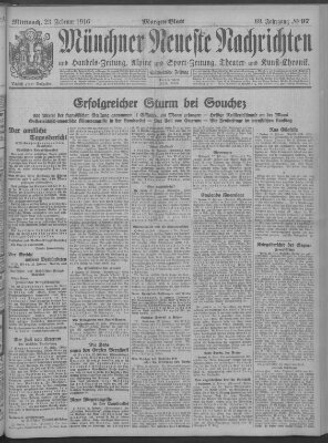 Münchner neueste Nachrichten Mittwoch 23. Februar 1916