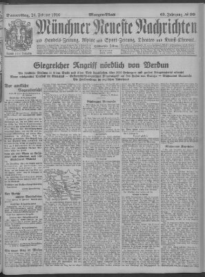 Münchner neueste Nachrichten Donnerstag 24. Februar 1916