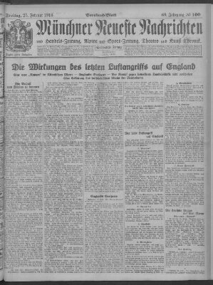 Münchner neueste Nachrichten Freitag 25. Februar 1916