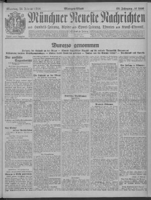 Münchner neueste Nachrichten Montag 28. Februar 1916