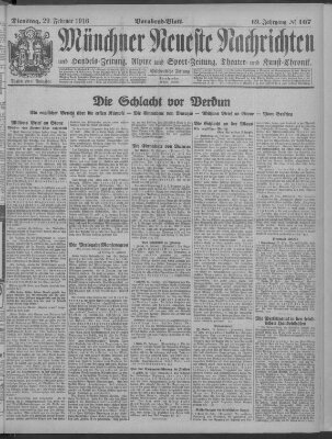 Münchner neueste Nachrichten Dienstag 29. Februar 1916