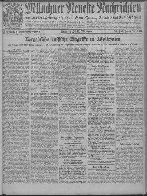 Münchner neueste Nachrichten Sonntag 3. September 1916