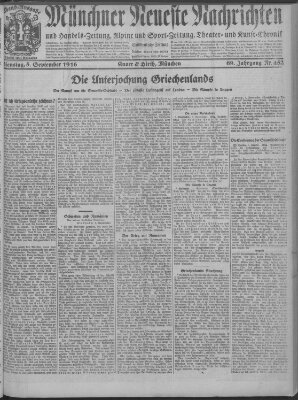 Münchner neueste Nachrichten Dienstag 5. September 1916