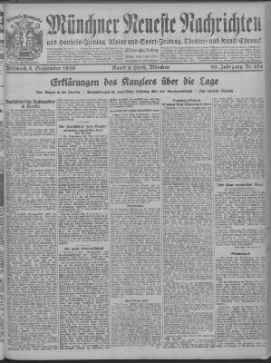 Münchner neueste Nachrichten Mittwoch 6. September 1916