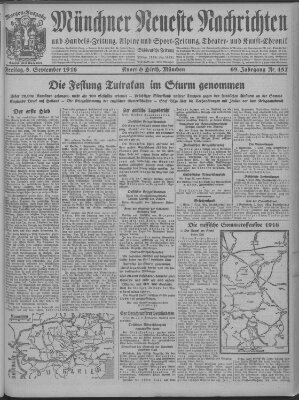 Münchner neueste Nachrichten Freitag 8. September 1916