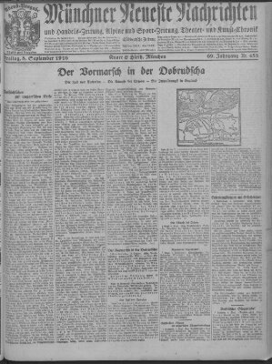 Münchner neueste Nachrichten Freitag 8. September 1916