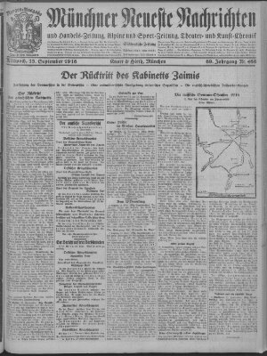 Münchner neueste Nachrichten Mittwoch 13. September 1916