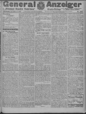 Münchner neueste Nachrichten Mittwoch 13. September 1916