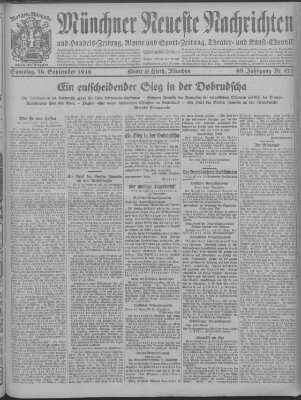 Münchner neueste Nachrichten Samstag 16. September 1916