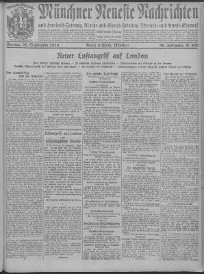 Münchner neueste Nachrichten Montag 25. September 1916