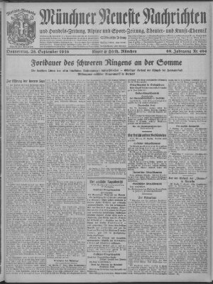 Münchner neueste Nachrichten Donnerstag 28. September 1916