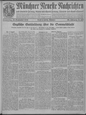 Münchner neueste Nachrichten Donnerstag 28. September 1916