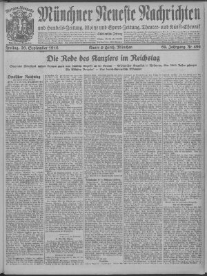 Münchner neueste Nachrichten Freitag 29. September 1916