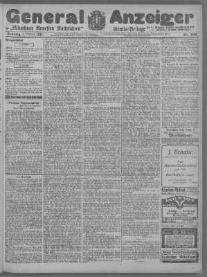 Münchner neueste Nachrichten Sonntag 1. Oktober 1916