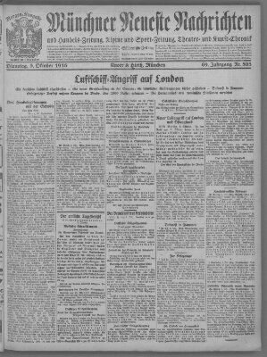 Münchner neueste Nachrichten Dienstag 3. Oktober 1916