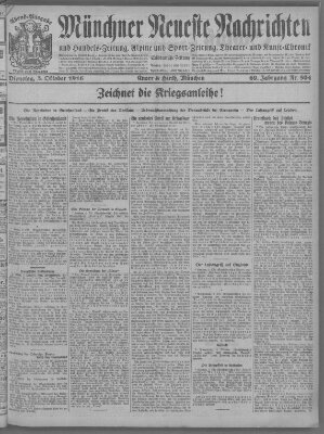 Münchner neueste Nachrichten Dienstag 3. Oktober 1916