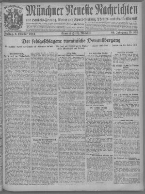 Münchner neueste Nachrichten Freitag 6. Oktober 1916