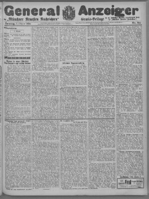 Münchner neueste Nachrichten Samstag 7. Oktober 1916