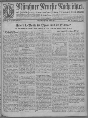 Münchner neueste Nachrichten Montag 9. Oktober 1916