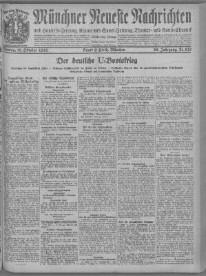 Münchner neueste Nachrichten Montag 16. Oktober 1916