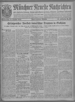 Münchner neueste Nachrichten Donnerstag 19. Oktober 1916