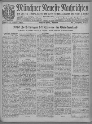 Münchner neueste Nachrichten Montag 23. Oktober 1916