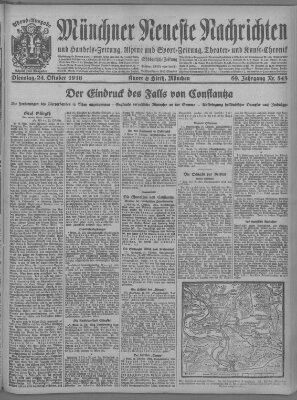 Münchner neueste Nachrichten Dienstag 24. Oktober 1916