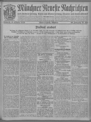 Münchner neueste Nachrichten Mittwoch 25. Oktober 1916