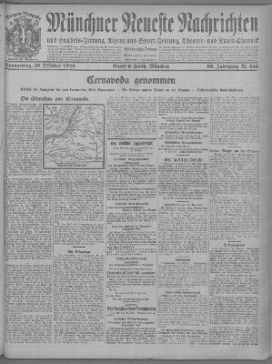 Münchner neueste Nachrichten Donnerstag 26. Oktober 1916