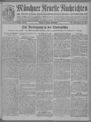 Münchner neueste Nachrichten Donnerstag 26. Oktober 1916