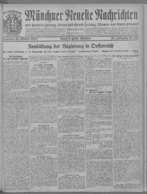 Münchner neueste Nachrichten Samstag 28. Oktober 1916