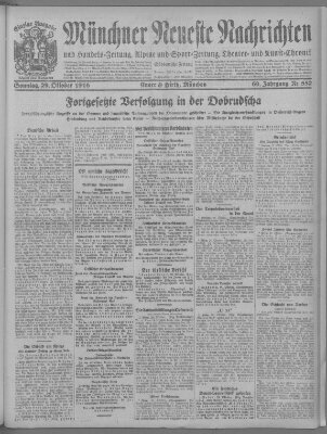 Münchner neueste Nachrichten Sonntag 29. Oktober 1916