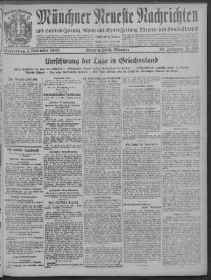 Münchner neueste Nachrichten Donnerstag 2. November 1916