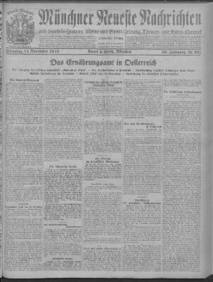 Münchner neueste Nachrichten Dienstag 14. November 1916