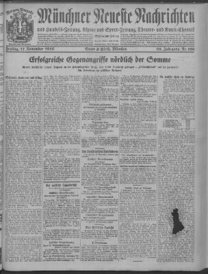 Münchner neueste Nachrichten Freitag 17. November 1916