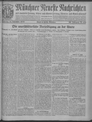 Münchner neueste Nachrichten Samstag 18. November 1916