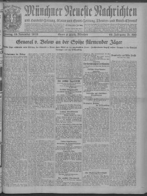 Münchner neueste Nachrichten Sonntag 19. November 1916