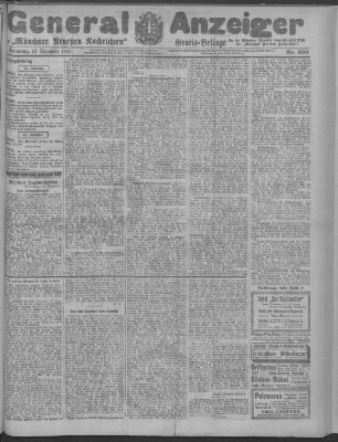 Münchner neueste Nachrichten Sonntag 19. November 1916