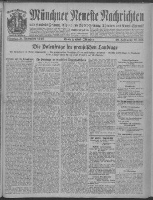 Münchner neueste Nachrichten Dienstag 21. November 1916