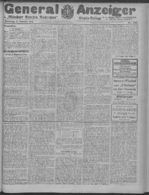 Münchner neueste Nachrichten Dienstag 21. November 1916