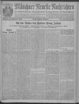 Münchner neueste Nachrichten Mittwoch 22. November 1916