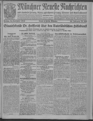 Münchner neueste Nachrichten Freitag 24. November 1916