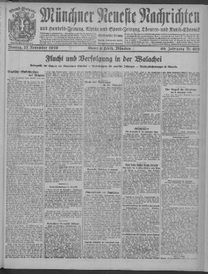 Münchner neueste Nachrichten Montag 27. November 1916