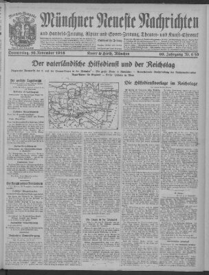 Münchner neueste Nachrichten Donnerstag 30. November 1916