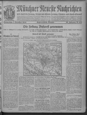 Münchner neueste Nachrichten Donnerstag 7. Dezember 1916